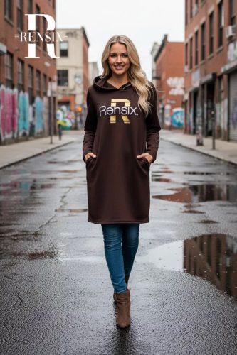 Rensix Panama zippes kapucnis pulóver, csokibarna