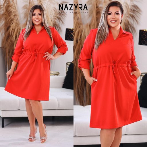 Nazyra Leo húzókás ruha, piros