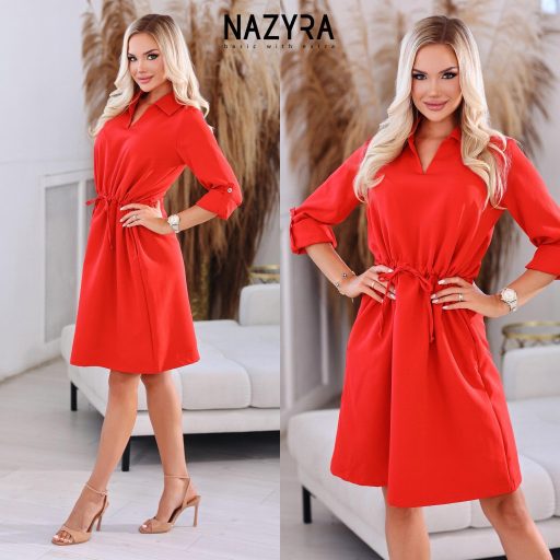 Nazyra Leo húzókás ruha, piros