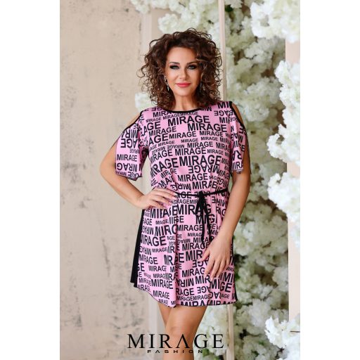 Mirage Pircsi vállain nyitott öves ruha, betűs