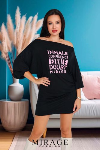 Mirage Vasilisa gumírozott ujjú ruha, fekete