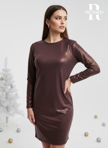 Rensix Shine csillogós alkalmi ruha, bronz