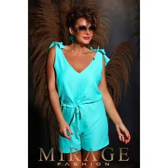 Mirage Boglárka vállán kötős shortos overál, menta