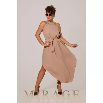 Mirage Zira öves silky szatén maxiruha, homok