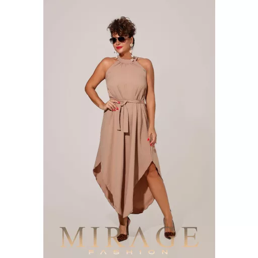 Mirage Zira öves silky szatén maxiruha, homok