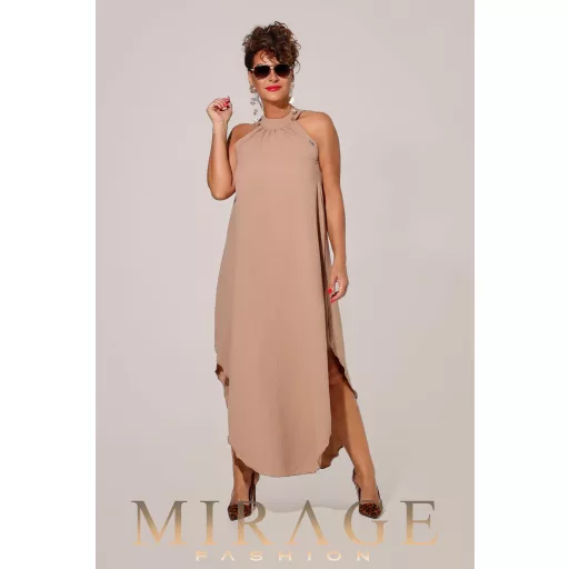 Mirage Zira öves silky szatén maxiruha, homok