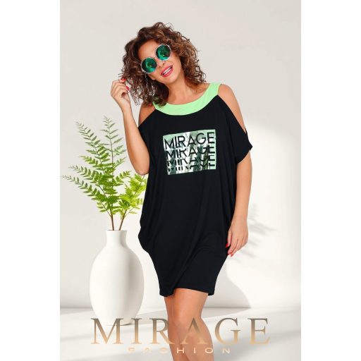Mirage Berberon vállain nyitott tunika, fekete almazöld