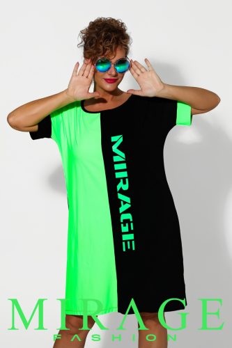 Mirage Sekina betétes ruha, fekete-neon zöld