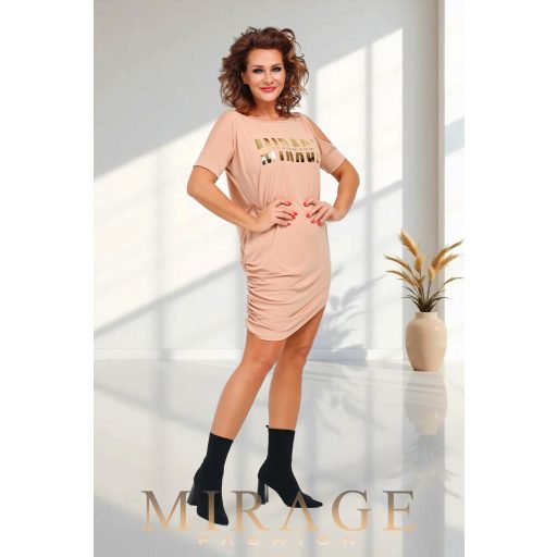 Mirage Girland vállán nyitott ruha, mogyoró