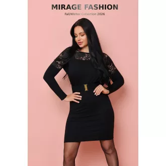 Mirage Muriel csipkebetétes öves ruha, fekete