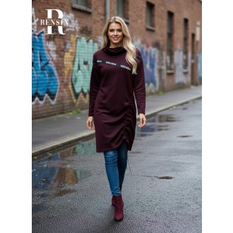 Rensix Pandora oldalán húzókás tunika, padlizsán