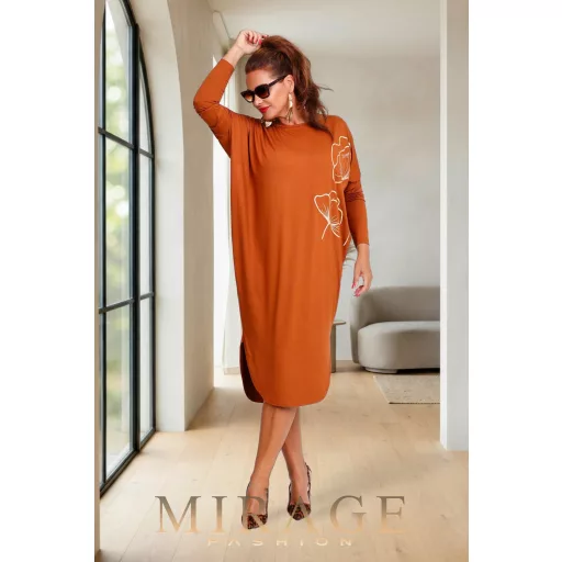 Mirage Piké bő pamut tunika, konyak