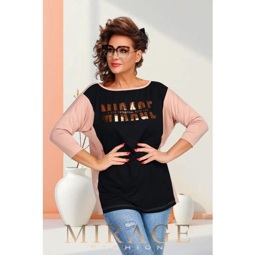 Mirage Wendy viszkóz felső, fekete-bézs