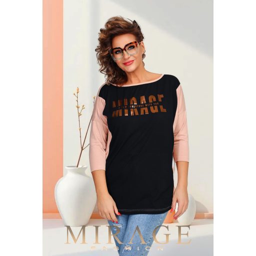 Mirage Wendy viszkóz felső, fekete-bézs