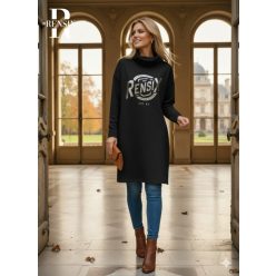 Rensix Tira kámzsa nyakú pulóver, fekete ezüst feliratos