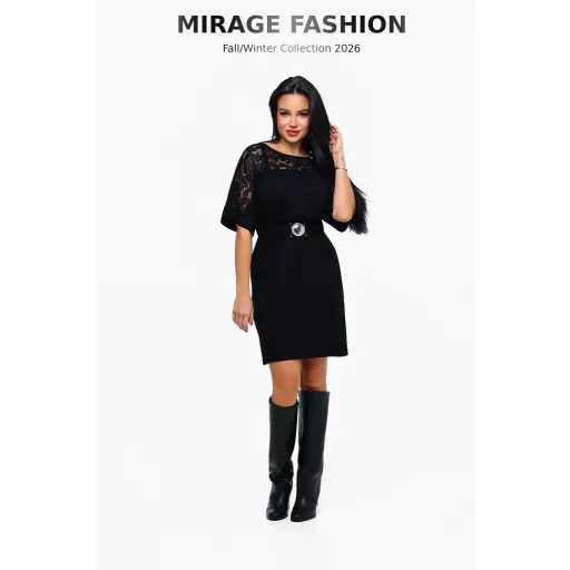 Mirage Oti csipkebetétes ruha, fekete