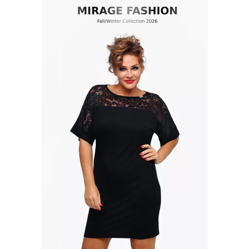 Mirage Oti csipkebetétes ruha, fekete