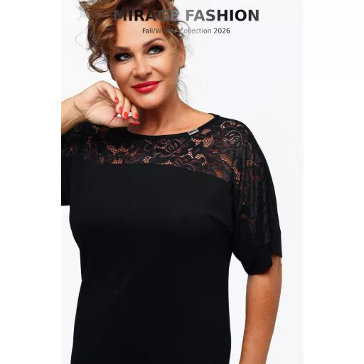 Mirage Oti csipkebetétes ruha, fekete