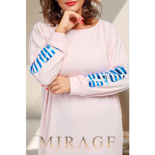 Mirage Nissan bordázott pulóver, babarózsaszín