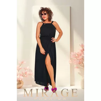 Mirage Bellona átlapolt szoknyás maxiruha, fekete