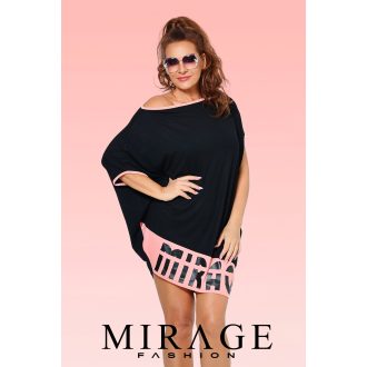 Mirage Alíz asszimetrikus tunika, fekete-papaya