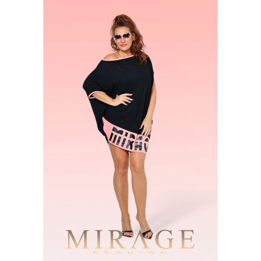 Mirage Alíz asszimetrikus tunika, fekete-papaya