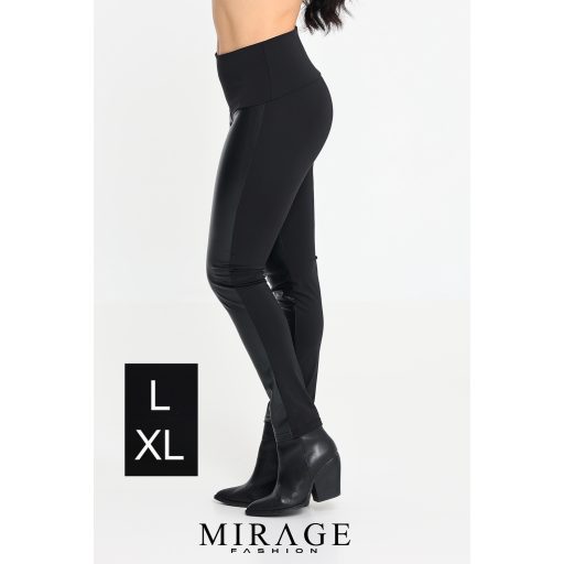 Mirage magas derekú bőrbetétes leggings, fekete