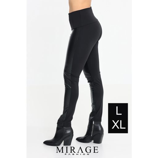 Mirage magas derekú bőrbetétes leggings, fekete