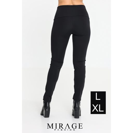 Mirage magas derekú bőrbetétes leggings, fekete