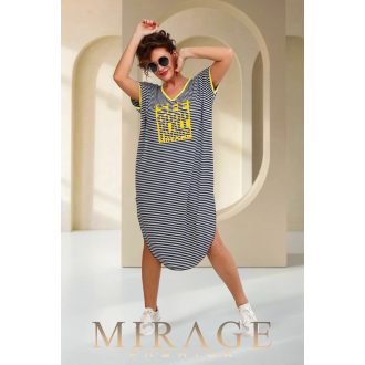 Mirage Bayern V nyakú ruha, csíkos