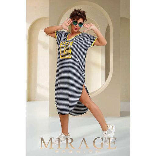 Mirage Bayern V nyakú ruha, csíkos