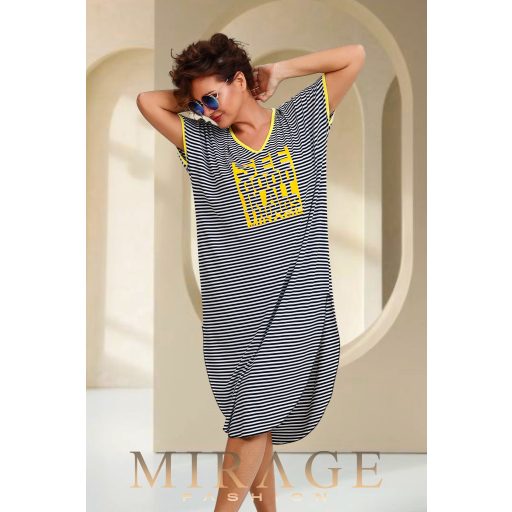 Mirage Bayern V nyakú ruha, csíkos