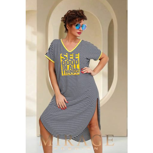 Mirage Bayern V nyakú ruha, csíkos