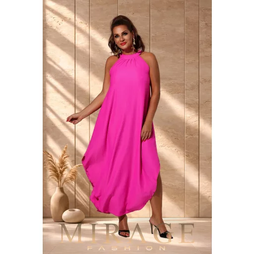 Mirage Zira öves silky szatén maxiruha, fuxia