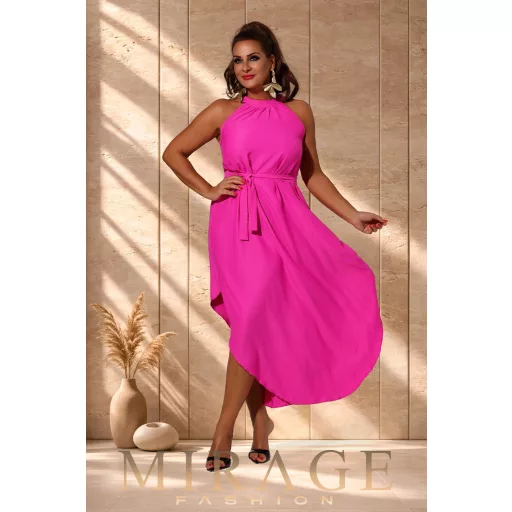 Mirage Zira öves silky szatén maxiruha, fuxia