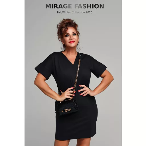 Mirage Galina öves puntó ruha, fekete