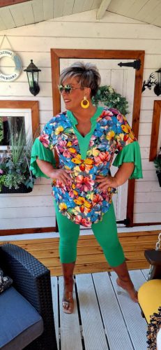 Fashion by Nono Gigi fodros felső, zöld mintás