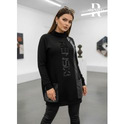 Rensix Kellog bőrbetétes pulóver, fekete