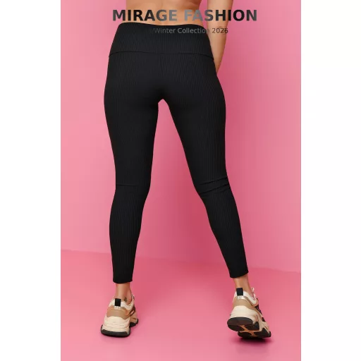 Mirage Bordázott elasztikus leggings, fekete