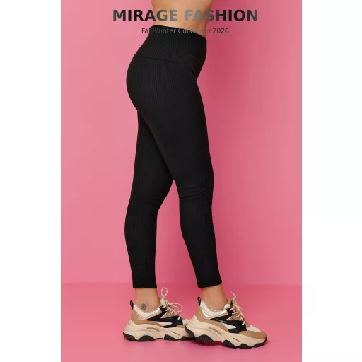 Mirage Bordázott elasztikus leggings, fekete