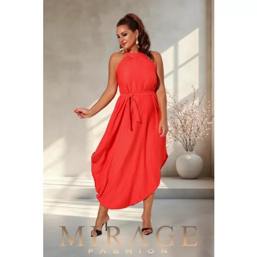 Mirage Zira öves silky szatén maxiruha, korall