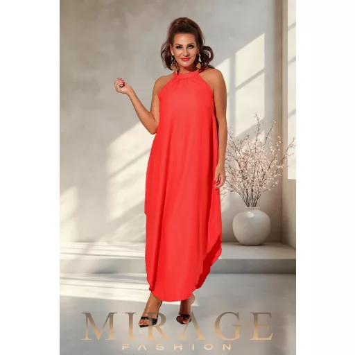 Mirage Zira öves silky szatén maxiruha, korall