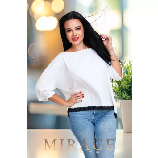 Mirage Linda csipke szegélyes felső, krém