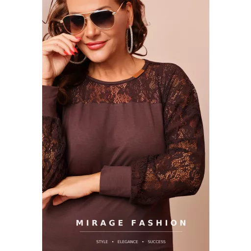 Mirage Opál csipkebetétes ruha, csokibarna