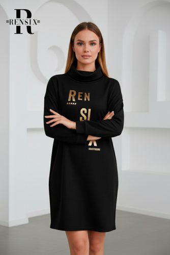 Rensix Ciri kötött bordás pulóver, fekete