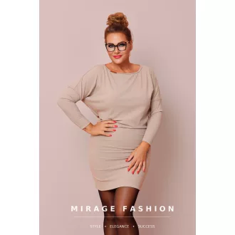 Mirage Mimi bordázott denevér ujjú ruha, bézs