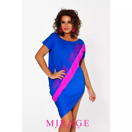 Mirage Blossom asszimetrikus tunika, királykék-pink