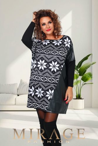 Mirage Max bőrbetétes bő tunika, mintás