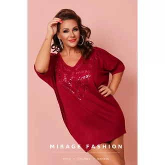 Mirage Rúbia szabott pamut tunika, bordó