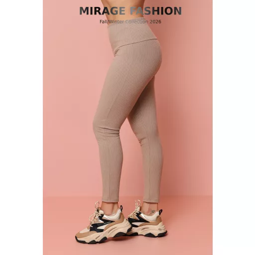 Mirage Bordázott elasztikus leggings, bézs